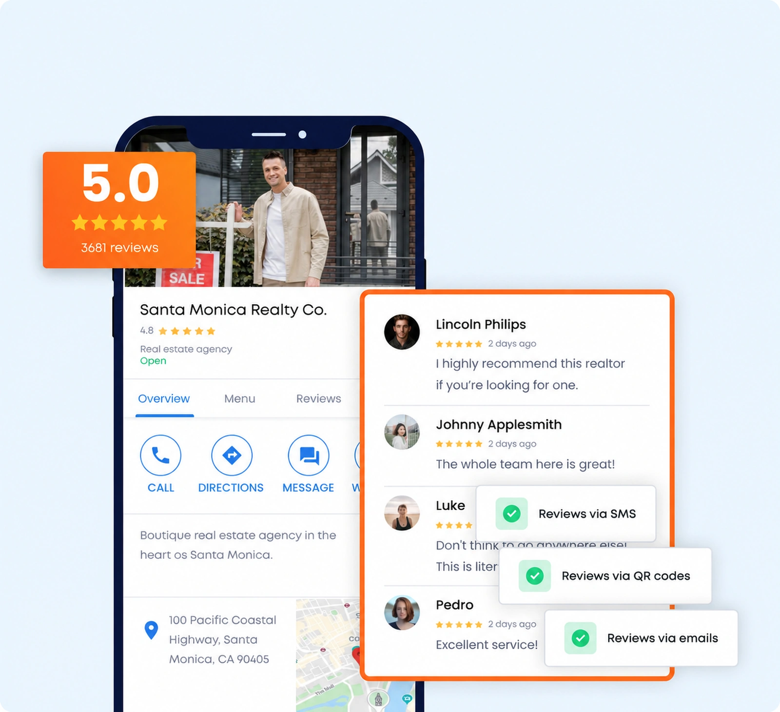 A 5 star profile where every review has a reply from the owner